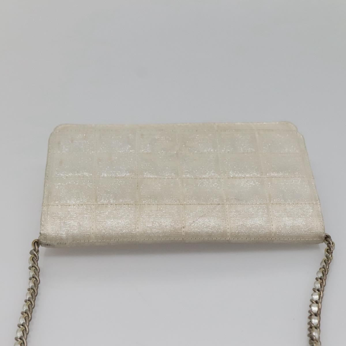 Chanel Travel Line Wallet On Chain Quilted Nylon Silver Nylon Bag (Pre-Owned)