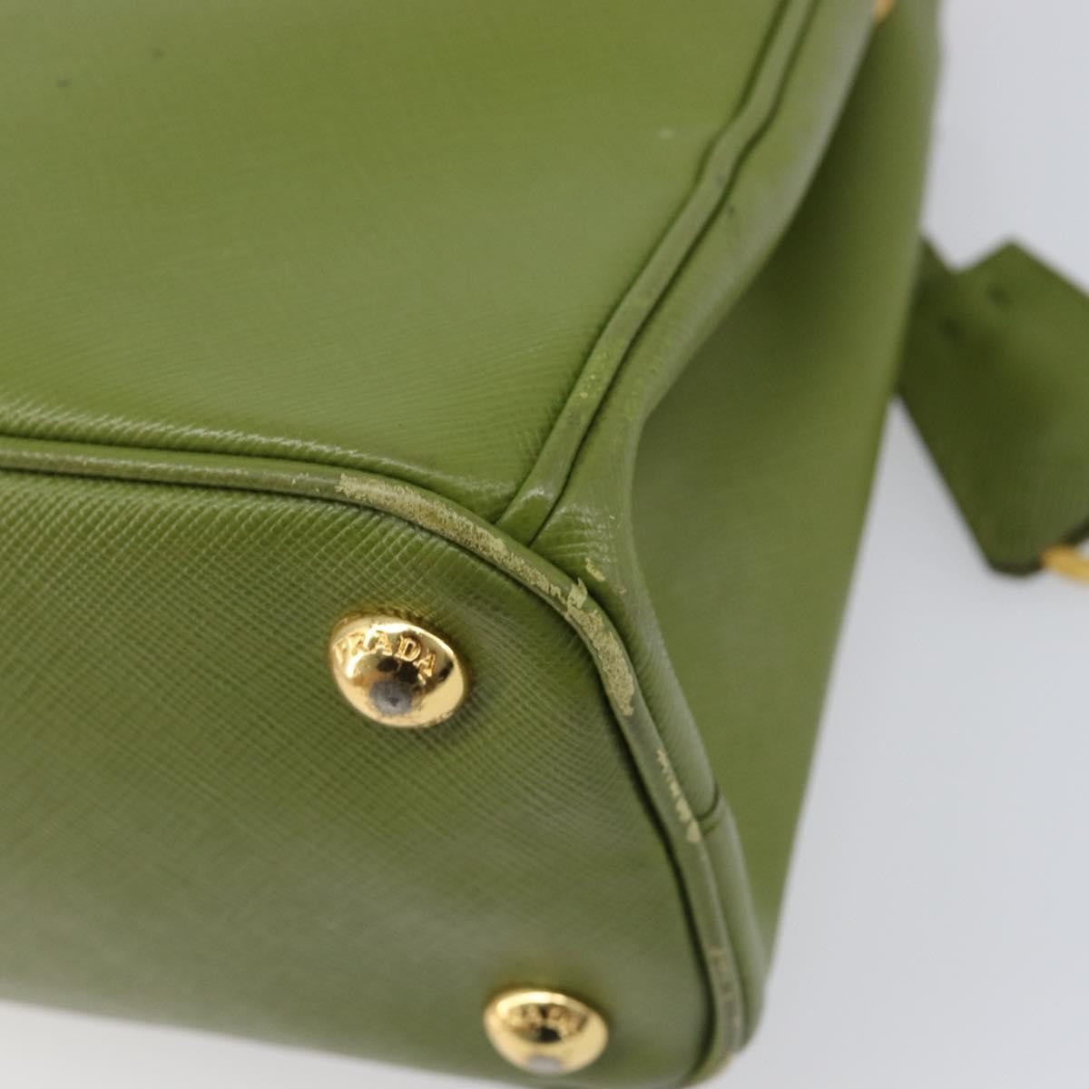 Prada Galleria  Strap Leather Green Leather Handbag (Pre-Owned)