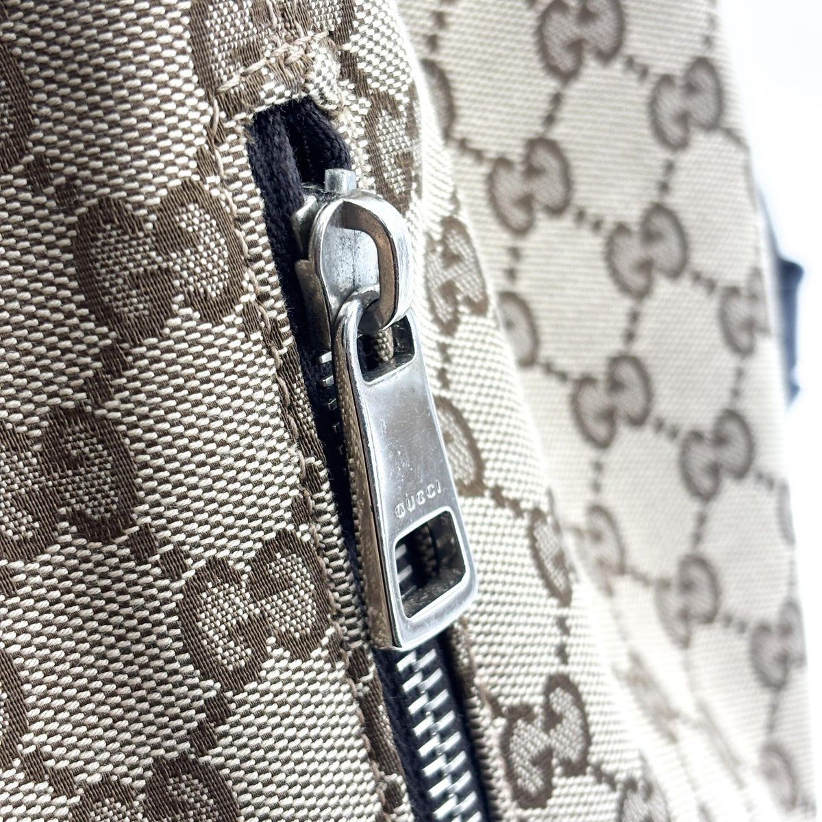 Gucci Drawstring Gg Canvas Black Canvas Backpack Bag (Pre-Owned)
