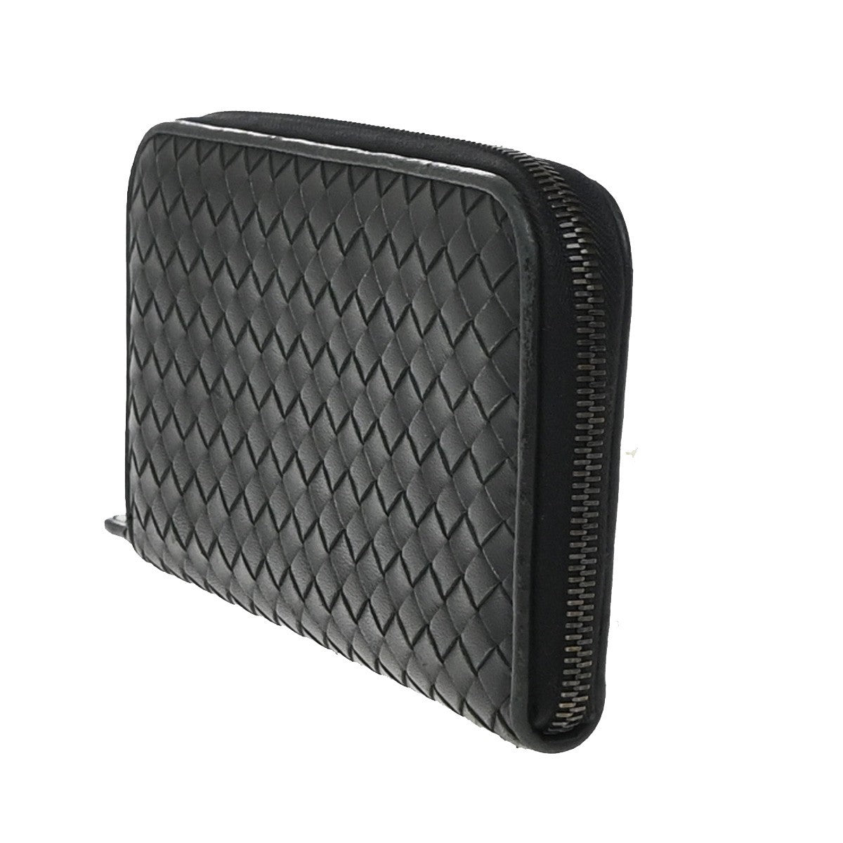 Bottega Veneta Intrecciato Long Zip Leather Black Leather Wallets Accessory (Pre-Owned)