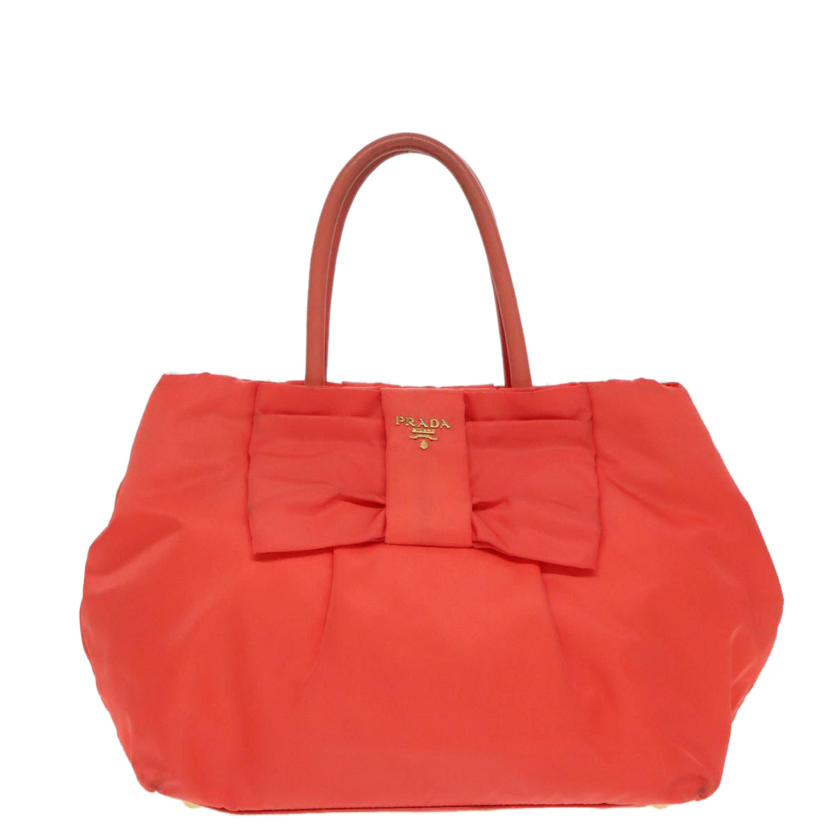 Prada Ribbon Orange Synthetic Handbag (Pre-Owned)