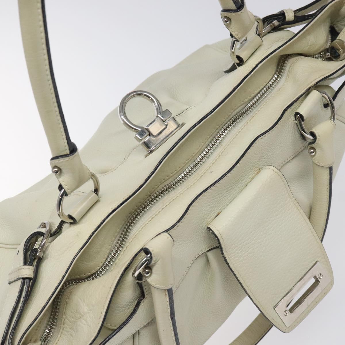 Salvatore Ferragamo Gancini White Leather Tote Bag (Pre-Owned)