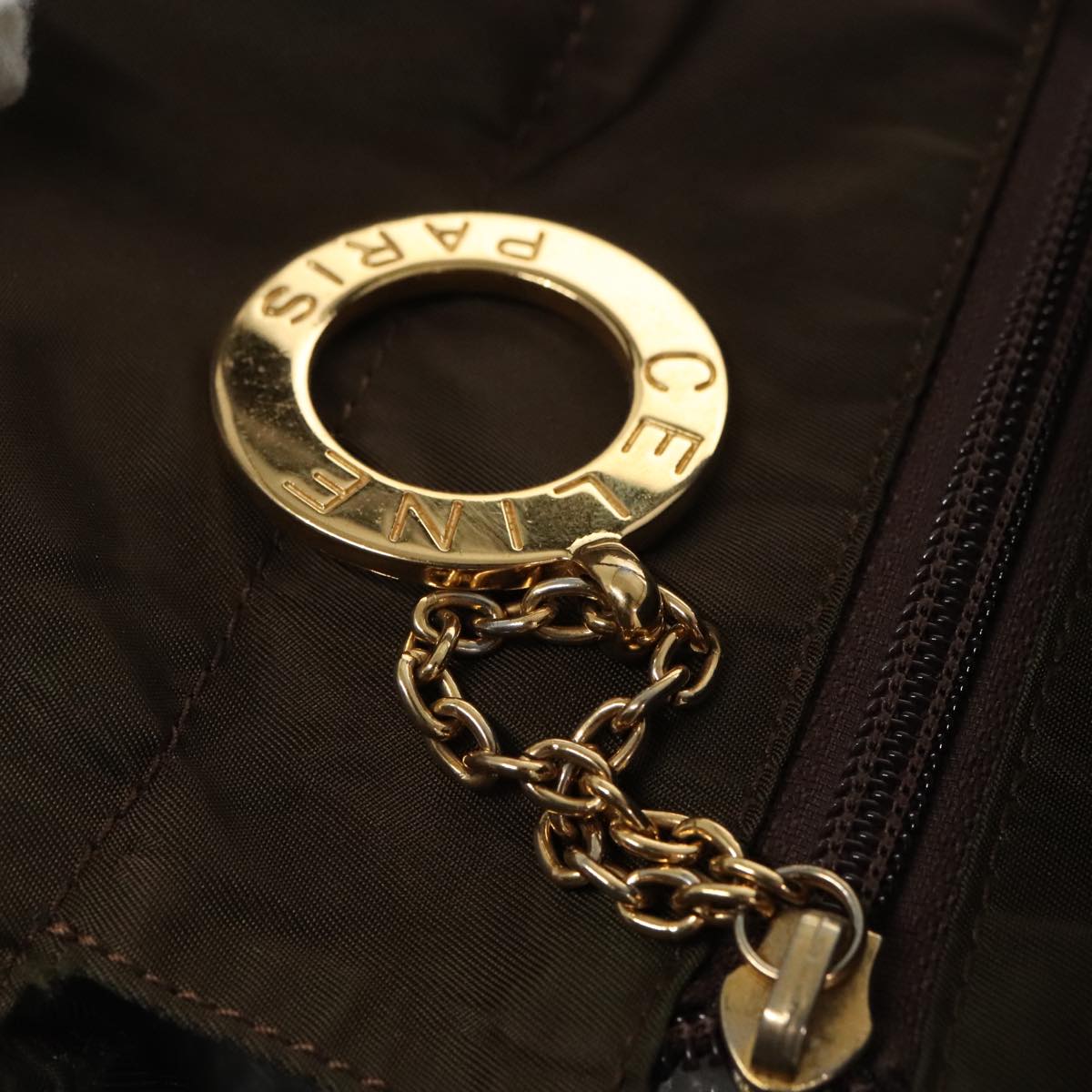 Céline Logo Du Cercle Khaki Synthetic Tote Bag (Pre-Owned)
