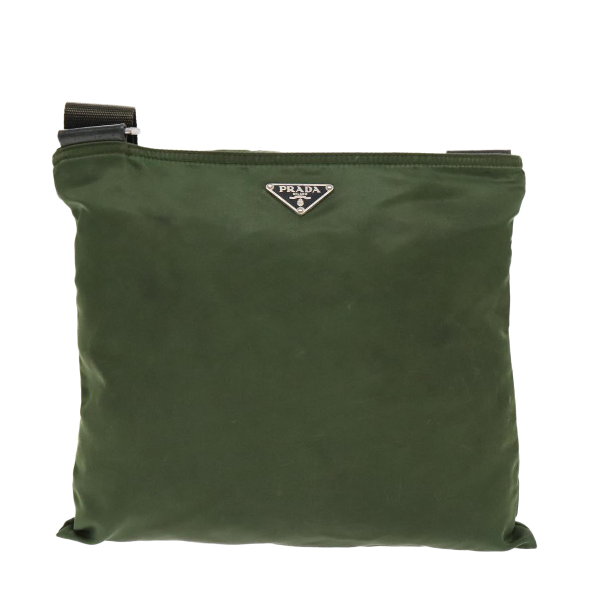 Prada Re-Nylon Khaki Canvas Shoulder Bag (Pre-Owned)