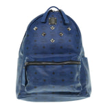 MCM Visetos Stark Blue Canvas Backpack Bag (Pre-Owned)