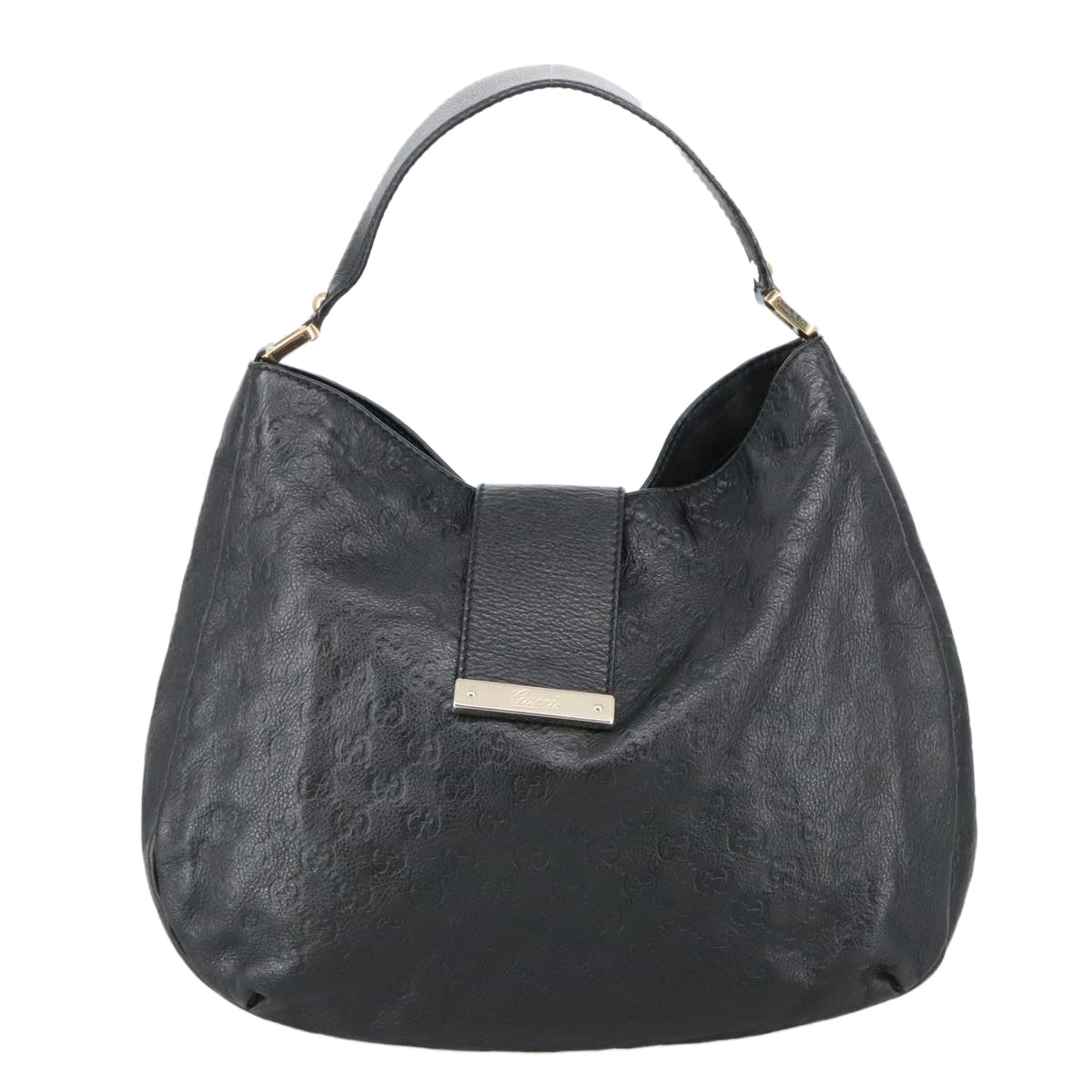 Gucci Guccissima Black Leather Shoulder Bag (Pre-Owned)
