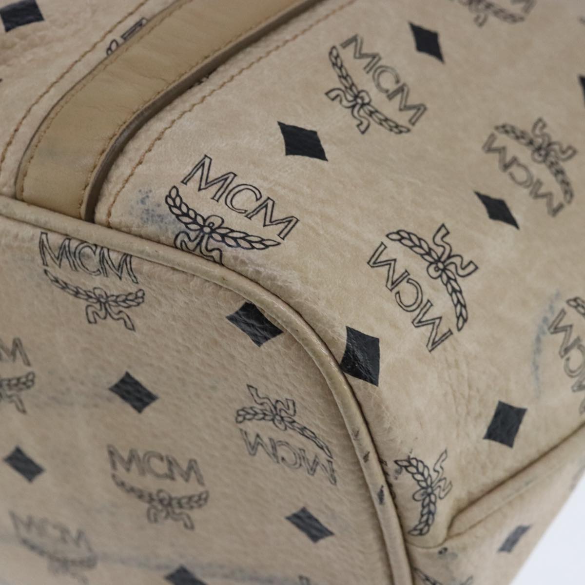MCM Visetos Beige Canvas Tote Bag (Pre-Owned)