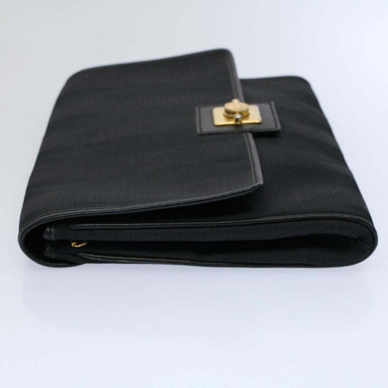 Fendi Pequin Black Canvas Clutch Bag (Pre-Owned)
