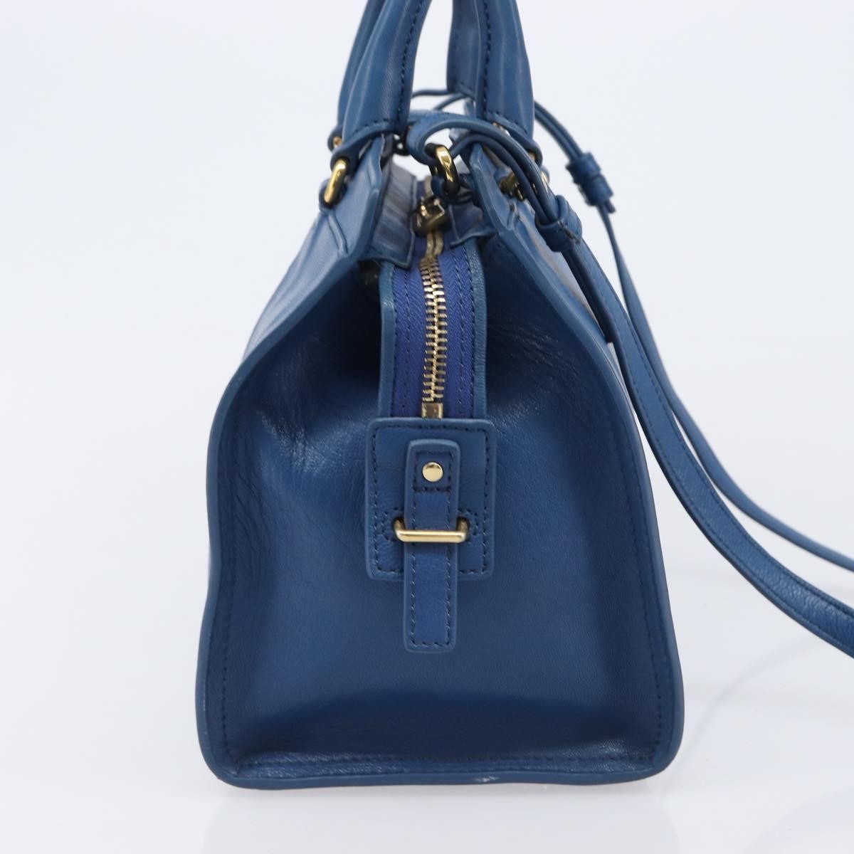 Saint Laurent Chyc Cabas Leather Blue Leather Tote Bag Bag (Pre-Owned)