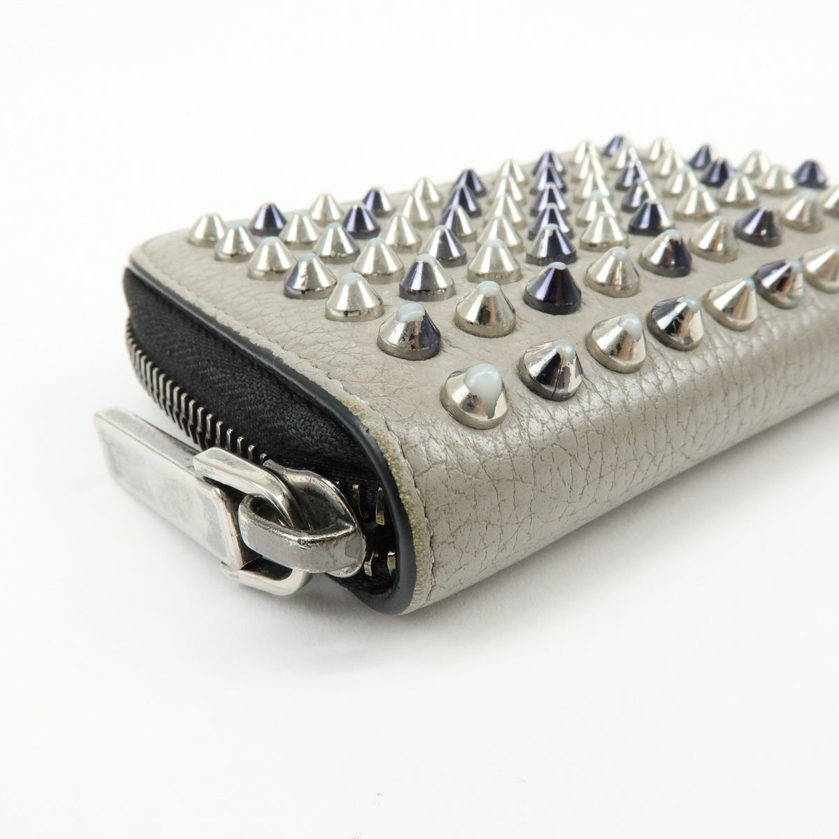 Christian Louboutin Panettone Coin Purse Spiked Leather Beige Leather Wallets Accessory (Pre-Owned)