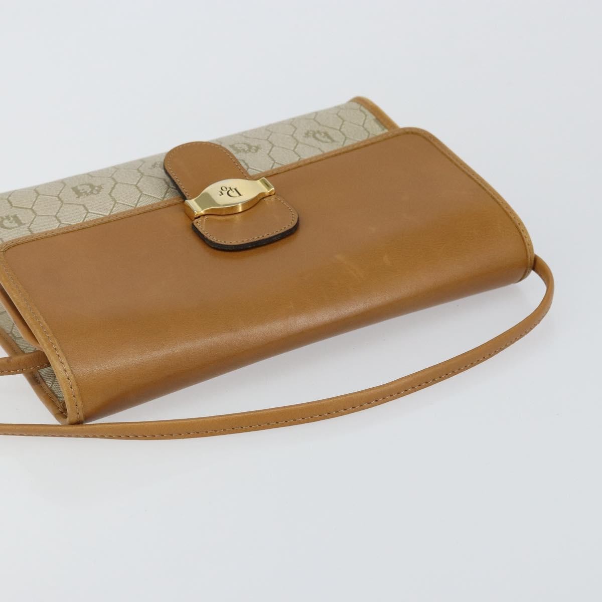 Christian Dior Vintage Honeycomb Flap Canvas And Leather Beige Canvas Shoulder Bag Bag (Pre-Owned)