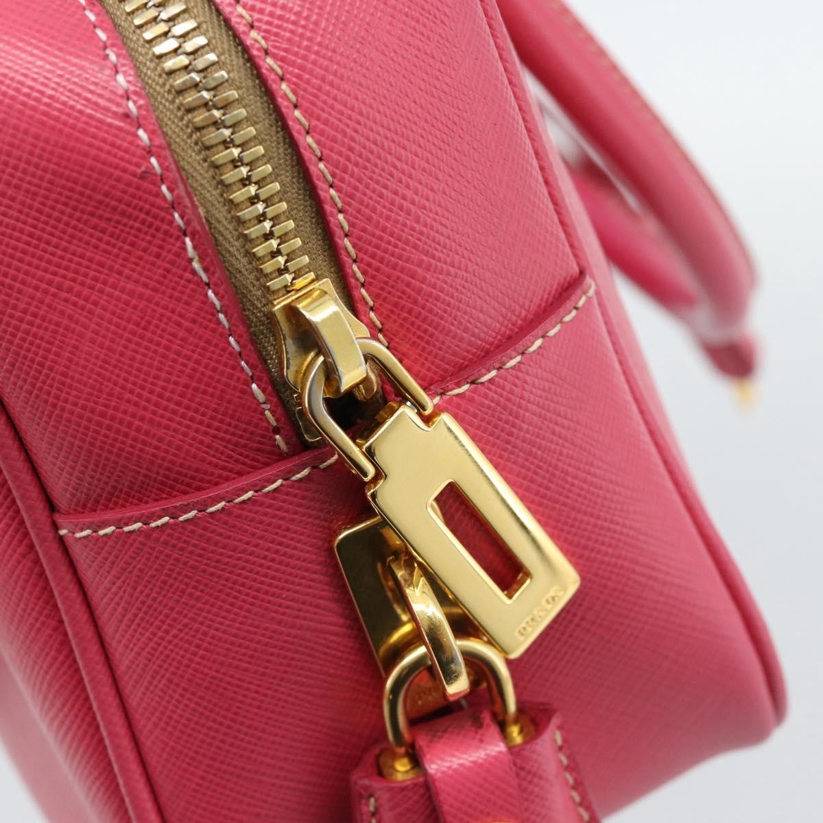 Prada Bauletto Saffiano Leather Pink Leather Handbag (Pre-Owned)