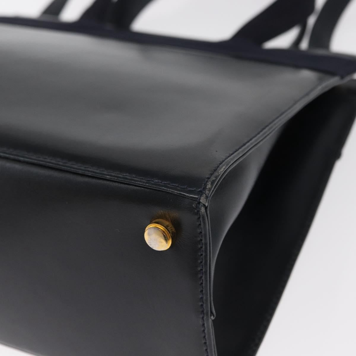 Salvatore Ferragamo Convertible Vara Bow Leather Navy Leather Handbag (Pre-Owned)