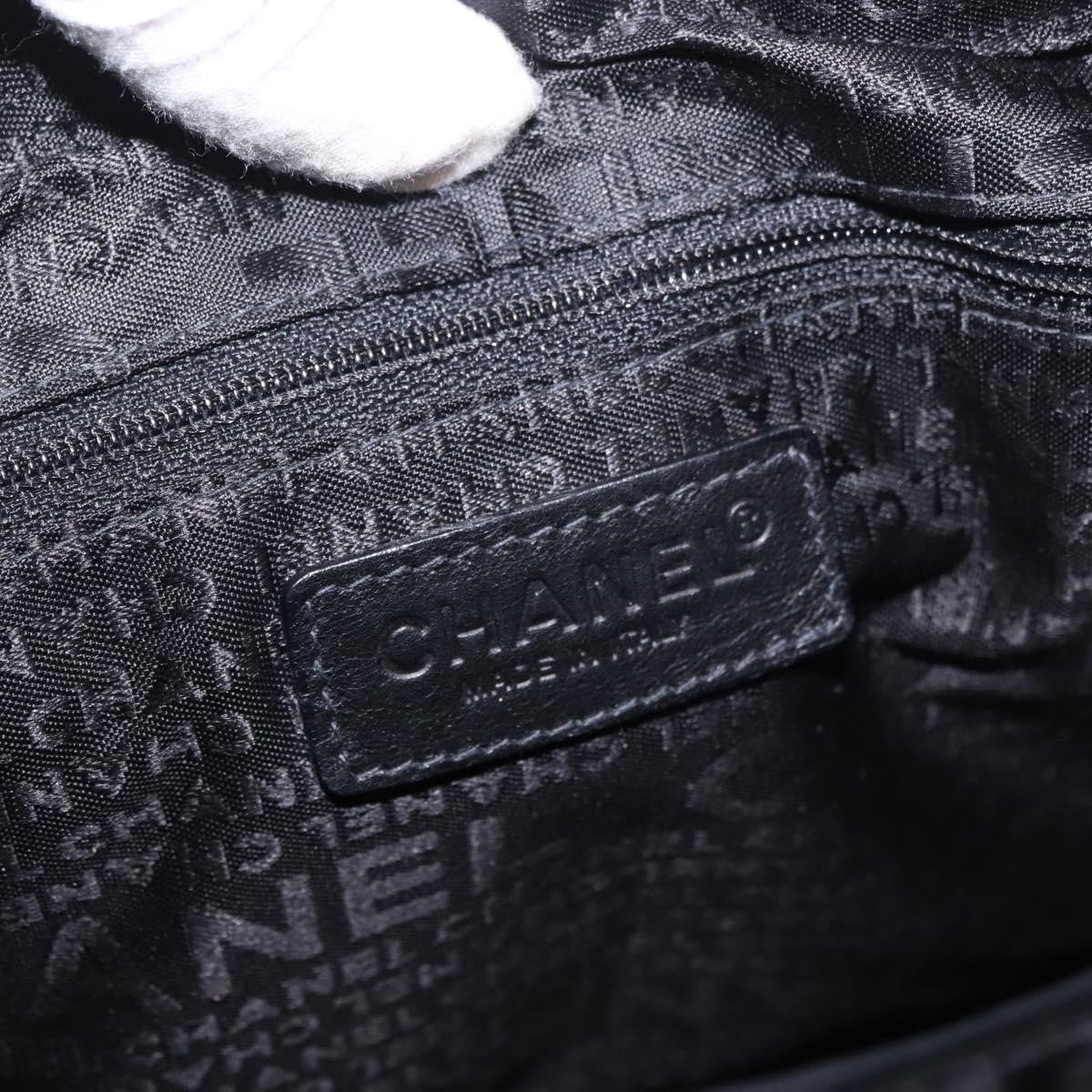 Chanel Square Stitch Boston Quilted Nylon Black Nylon Handbag (Pre-Owned)