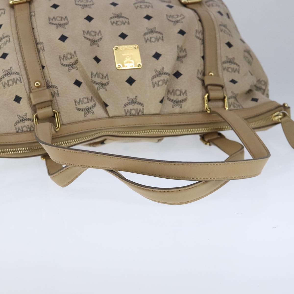 MCM Visetos Beige Canvas Tote Bag (Pre-Owned)