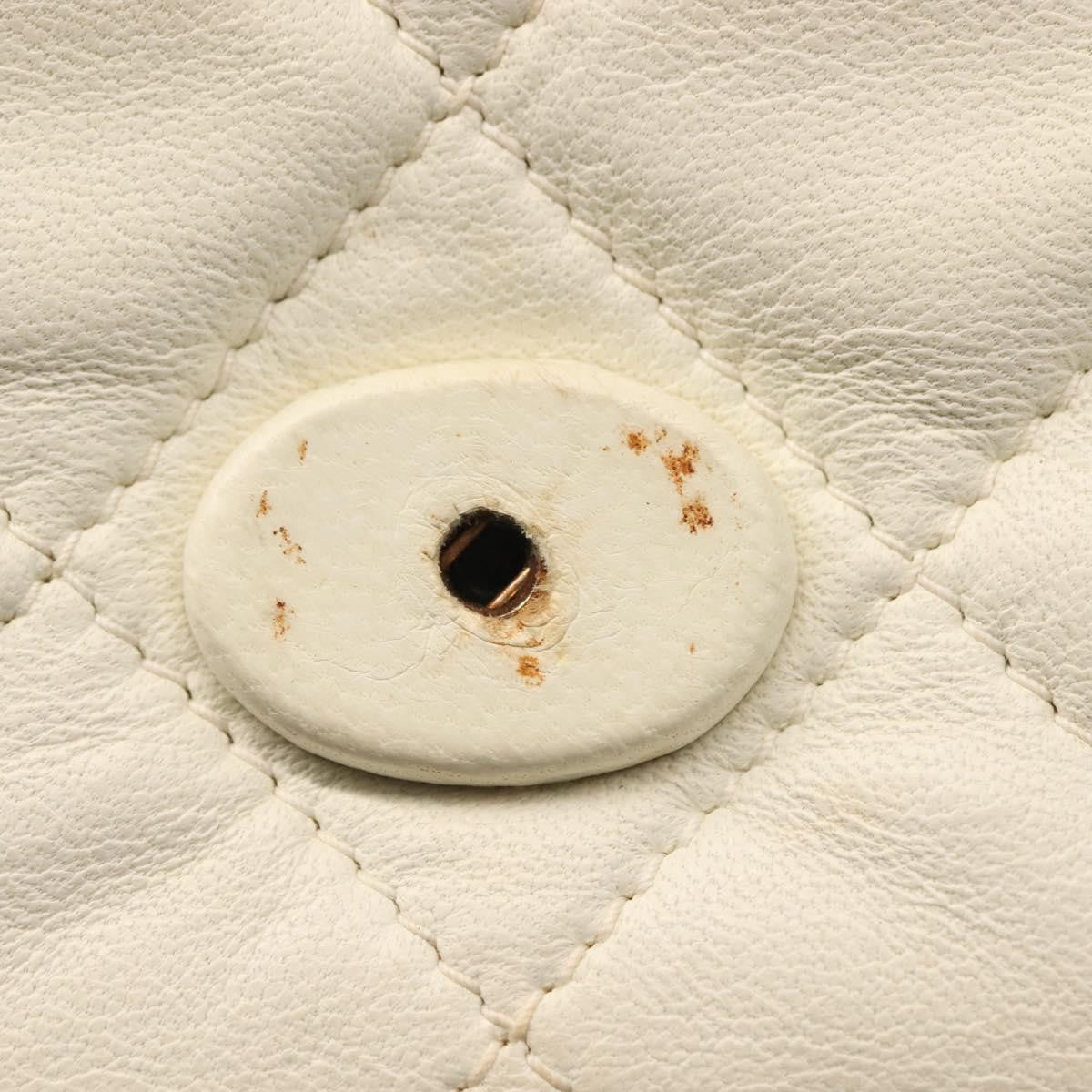 Chanel Full Flap Wallet On Chain Quilted Lambskin White Leather Clutche & Pouche Bag (Pre-Owned)