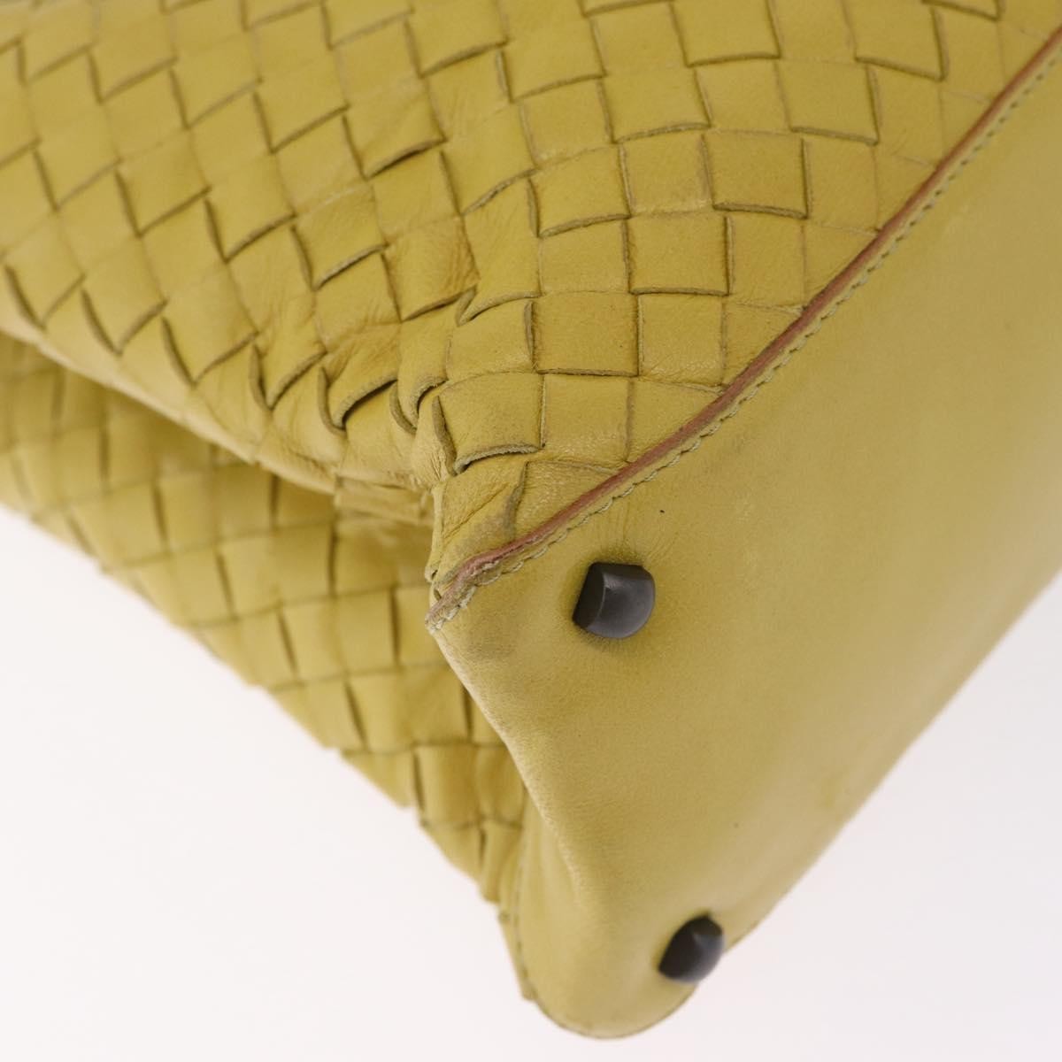 Bottega Veneta Belted Intrecciato Nappa Yellow Leather Tote Bag Bag (Pre-Owned)