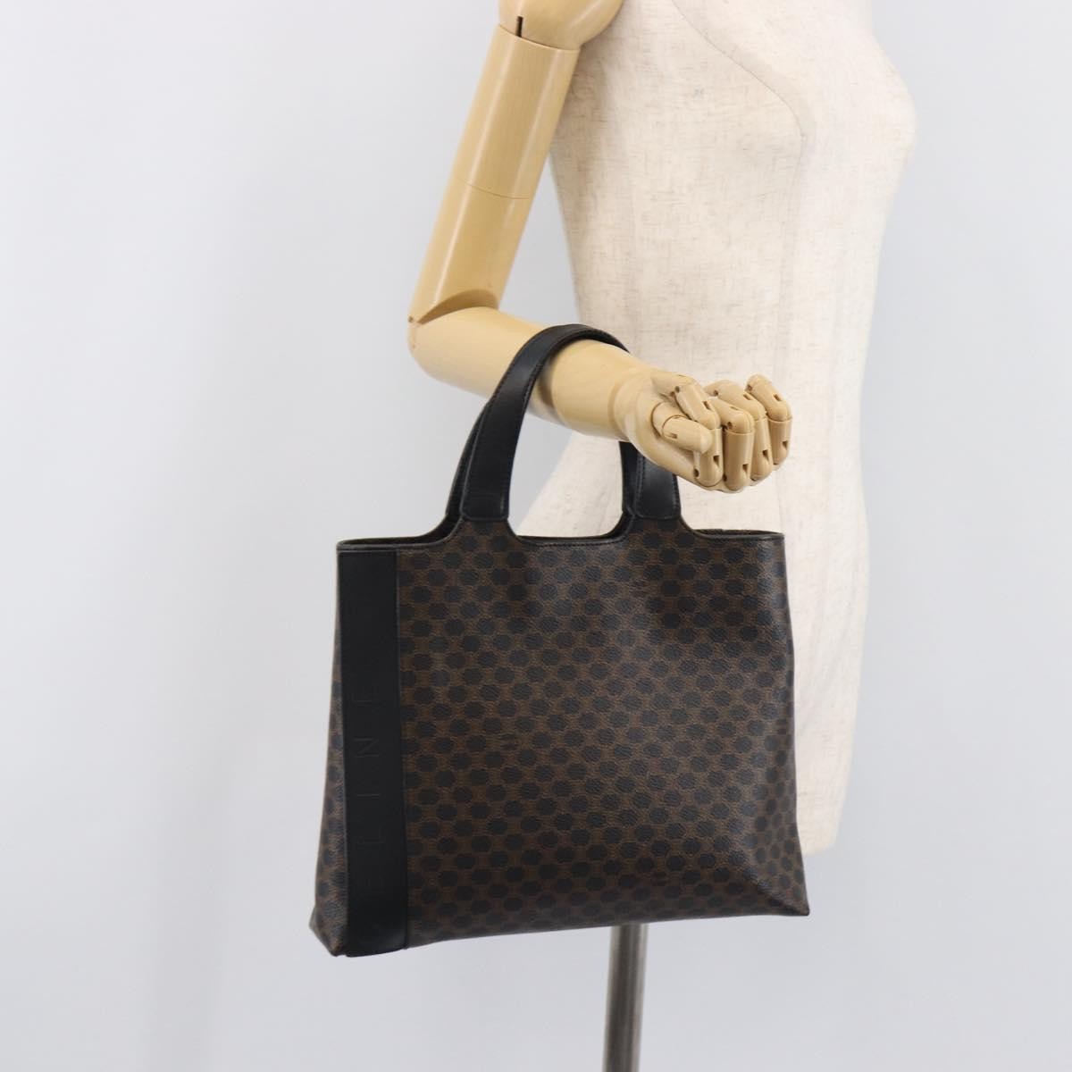 Celine Vintage Macadam Canvas And Leather Black Canvas Handbag (Pre-Owned)