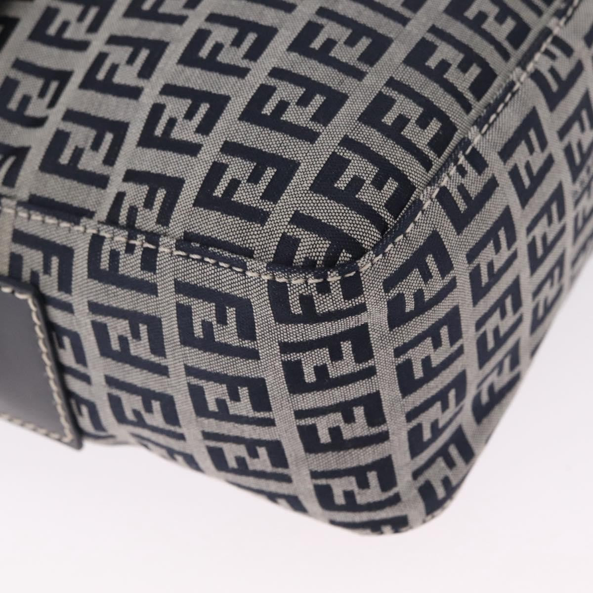 Fendi Shoulder Zucchino Canvas Navy Canvas Shoulder Bag Bag (Pre-Owned)