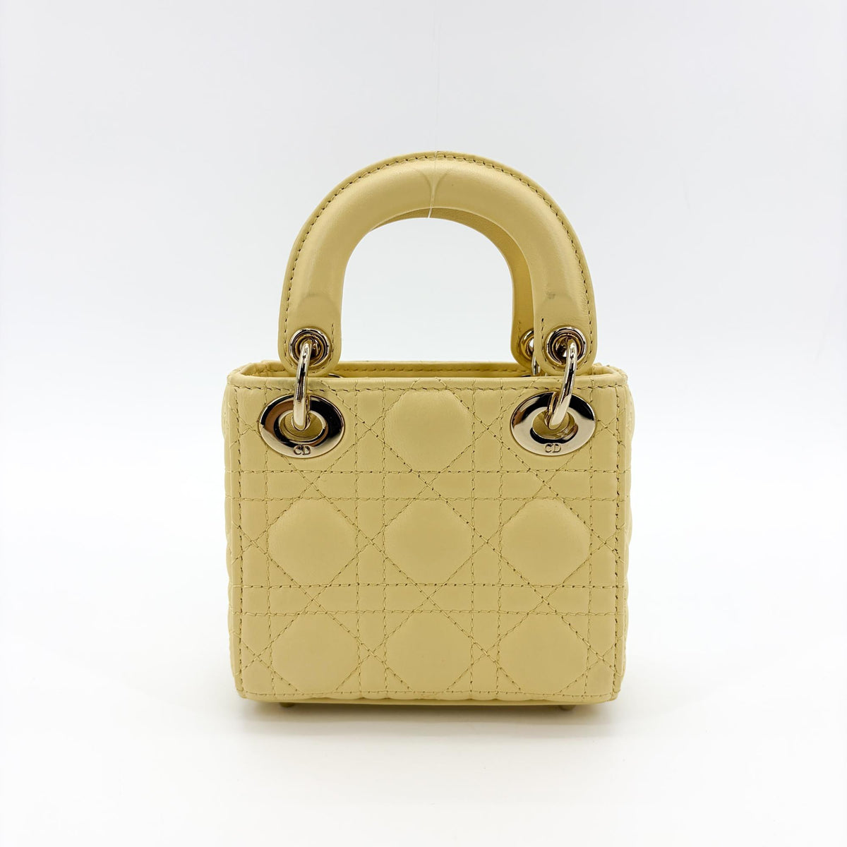 Christian Dior Lady Dior Lambskin Yellow Lamb Handbag (Pre-Owned)