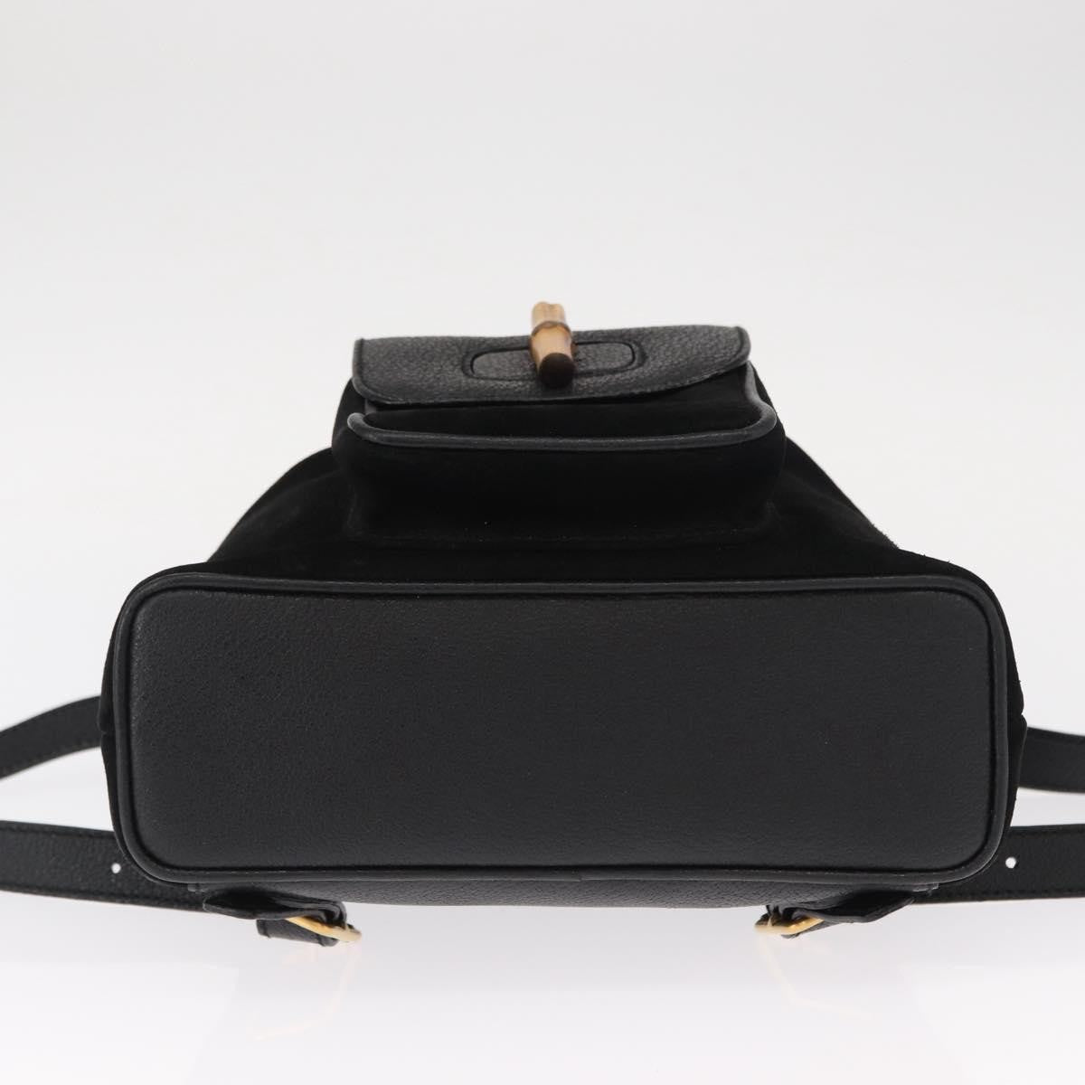Gucci Vintage Bamboo Suede Black Suede Backpack Bag (Pre-Owned)