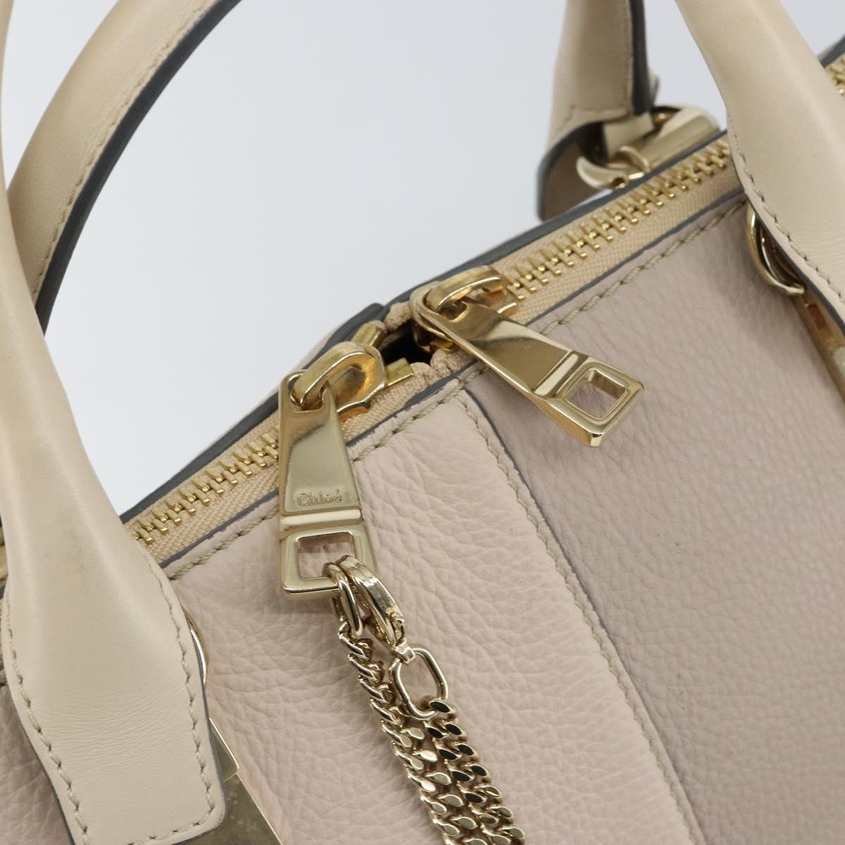 Chloe Bicolor Baylee Satchel Leather Gray Leather Handbag (Pre-Owned)