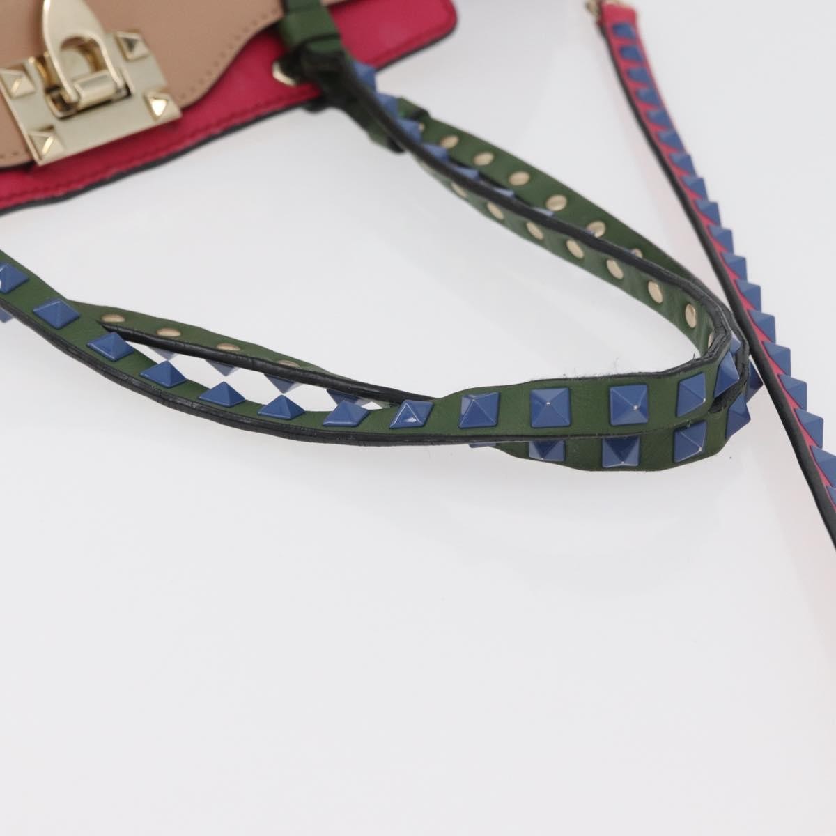 Valentino Garavani Rockstud Frame Handle Calf Hair Multicolour Leather Handbag (Pre-Owned)