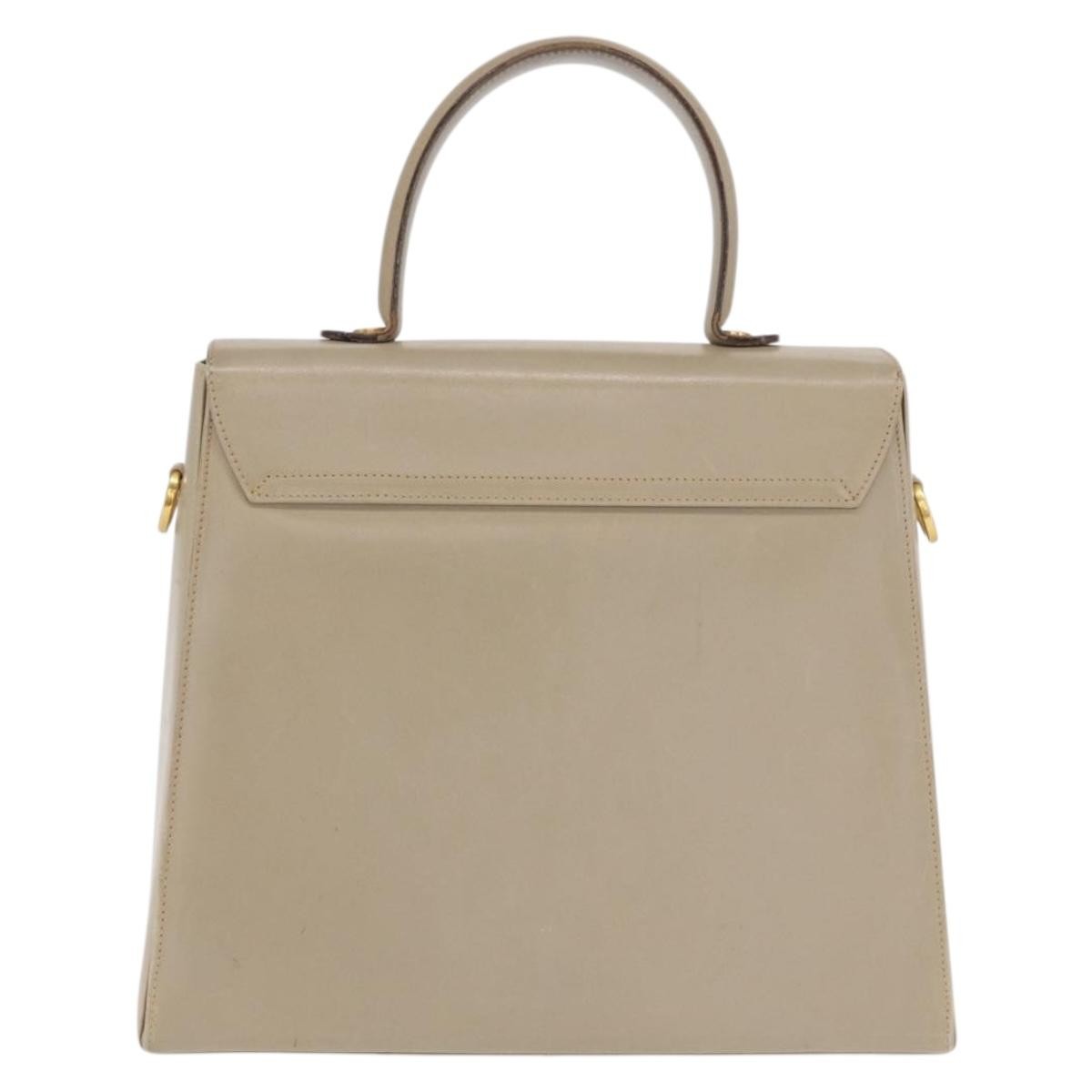 Salvatore Ferragamo Gancini Convertible Top Handle Leather Beige Leather Handbag (Pre-Owned)