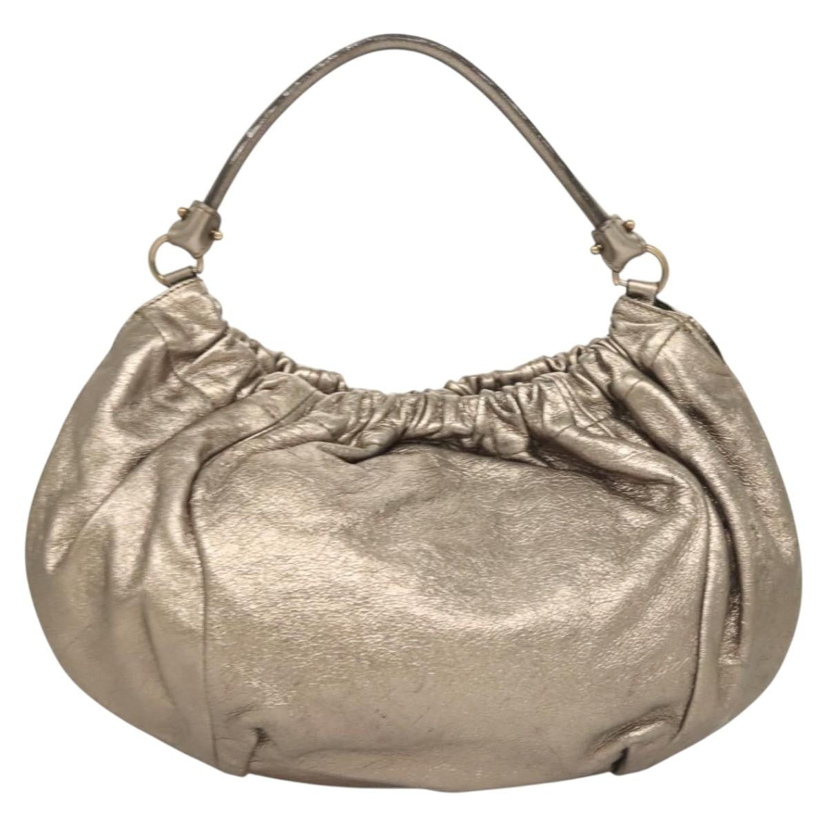 Salvatore Ferragamo Vala Leather Gold Leather Shoulder Bag Bag (Pre-Owned)