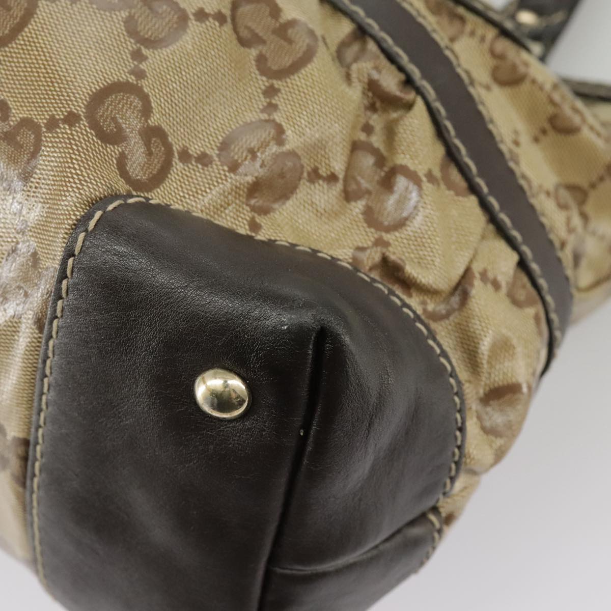Gucci Gg Crystal Beige Canvas Handbag (Pre-Owned)