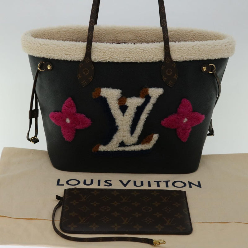 Louis Vuitton Neverfull Mm Black Canvas Tote Bag (Pre-Owned)