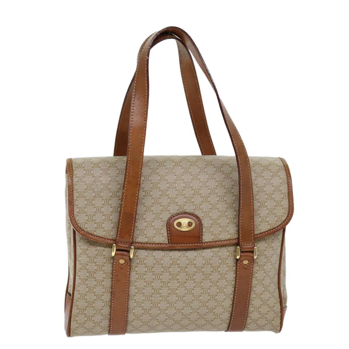 Céline Macadam Beige Canvas Shoulder Bag (Pre-Owned)