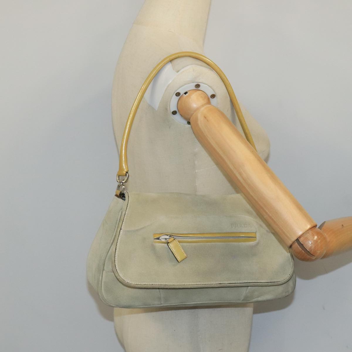 Prada Beige Suede Shoulder Bag (Pre-Owned)
