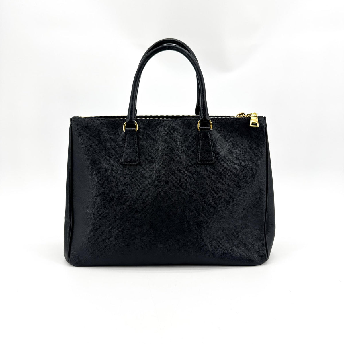 Prada Galliera Saffiano Leather Black Leather Handbag (Pre-Owned)