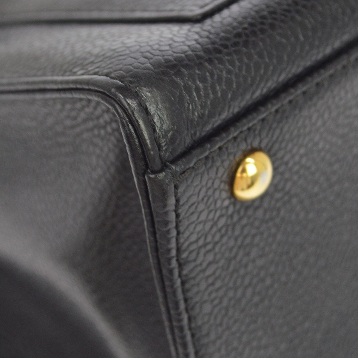 Chanel Vintage Front Pocket Quilted Caviar Black Leather Shoulder Bag Bag (Pre-Owned)