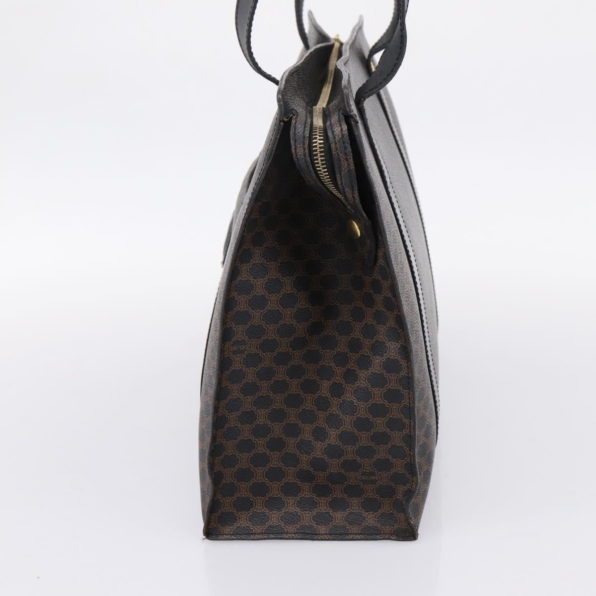 Celine Vintage Macadam Shopper Coated Canvas Black Pvc Tote Bag Bag (Pre-Owned)