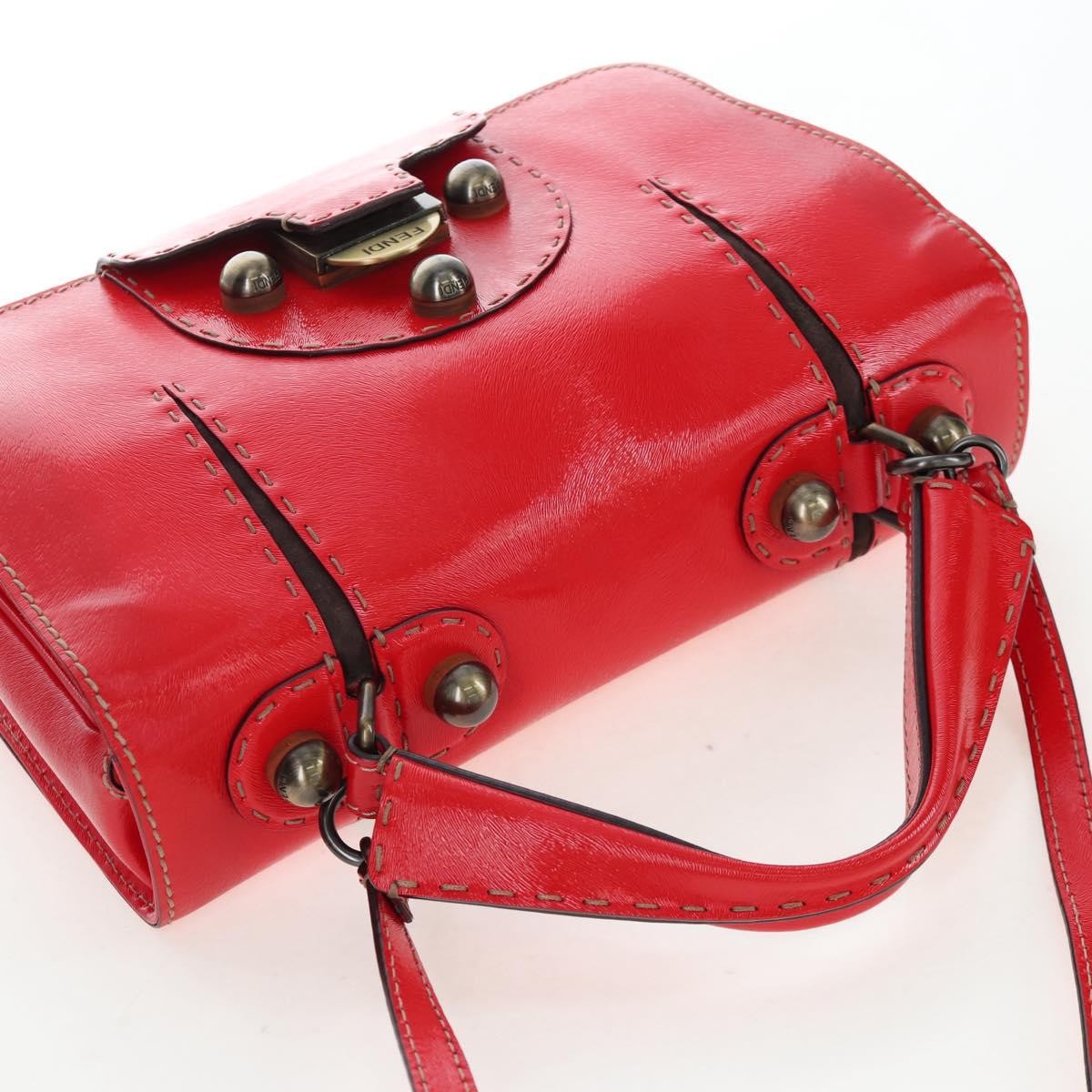 Fendi Secret Code F3 Convertible Satchel Textured Leather Red Leather Handbag (Pre-Owned)