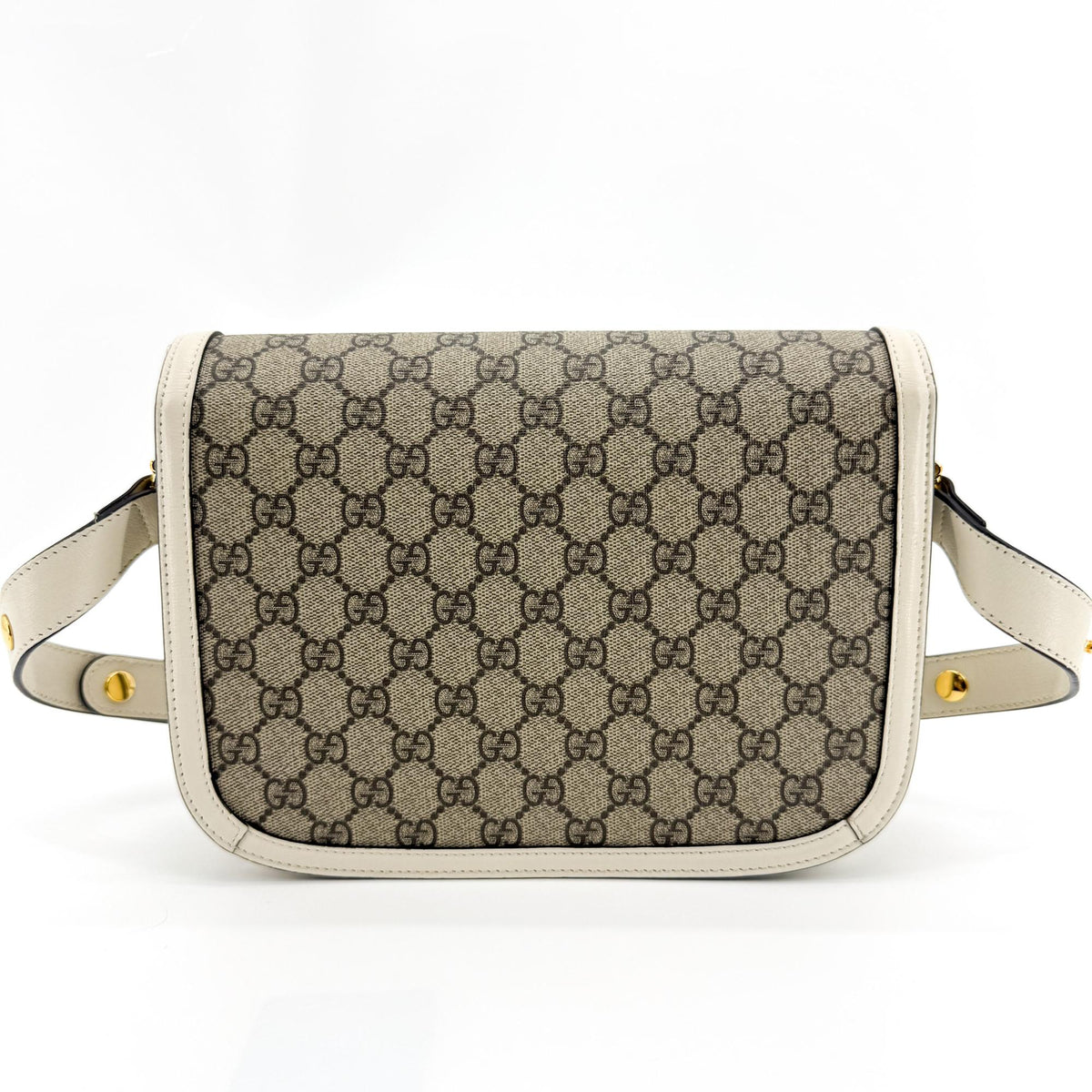 Gucci Horsebit 1955 Gg Coated Canvas With Leather Beige Canvas Shoulder Bag Bag (Pre-Owned)