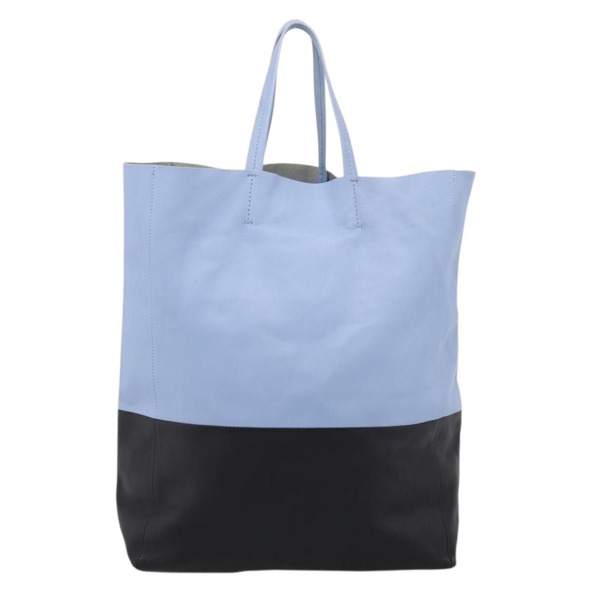 Celine Vertical Bi-Cabas Leather Blue Leather Tote Bag Bag (Pre-Owned)