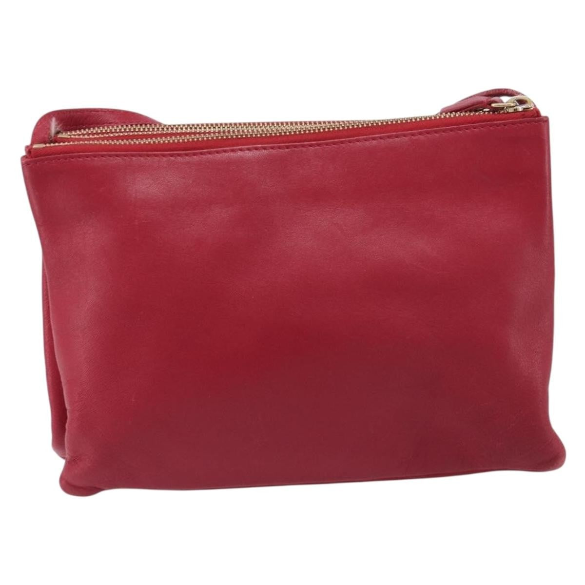 Celine Trio Leather Red Leather Crossbody Bag Bag (Pre-Owned)
