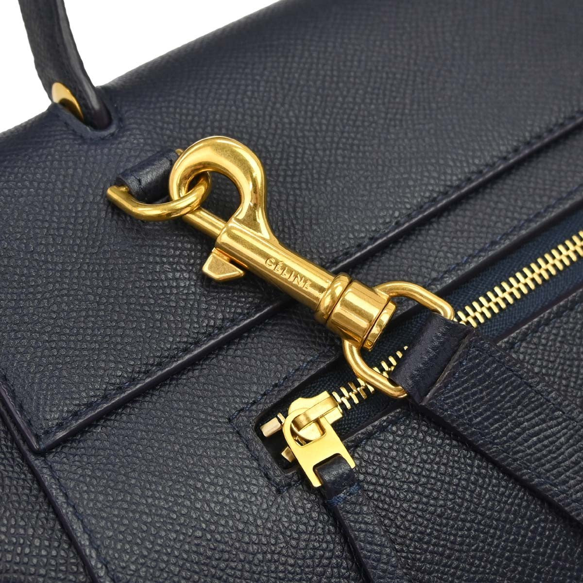 Celine Belt Textured Leather Blue Leather Handbag (Pre-Owned)