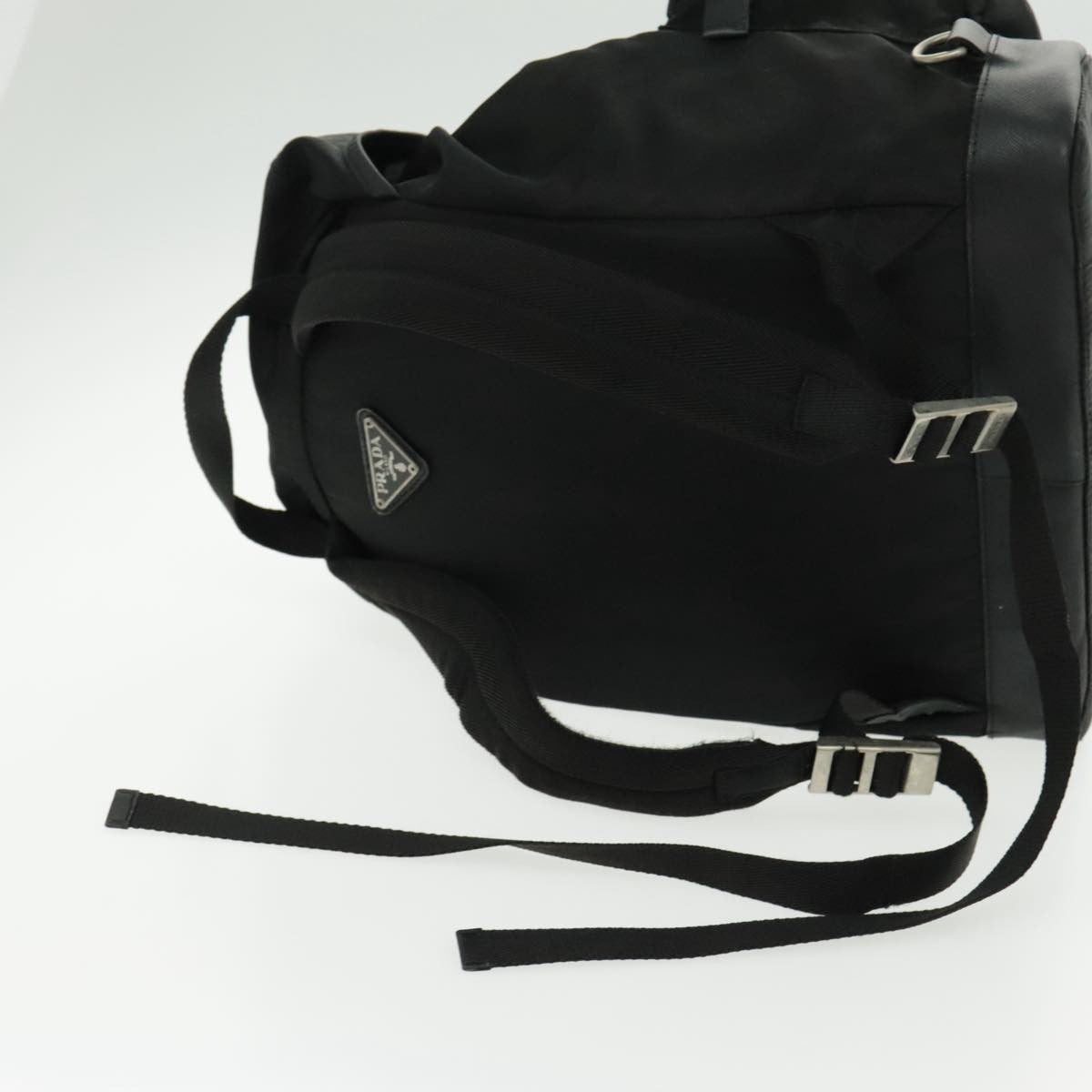 Prada Double Front Pocket Tessuto Black Nylon Backpack Bag (Pre-Owned)
