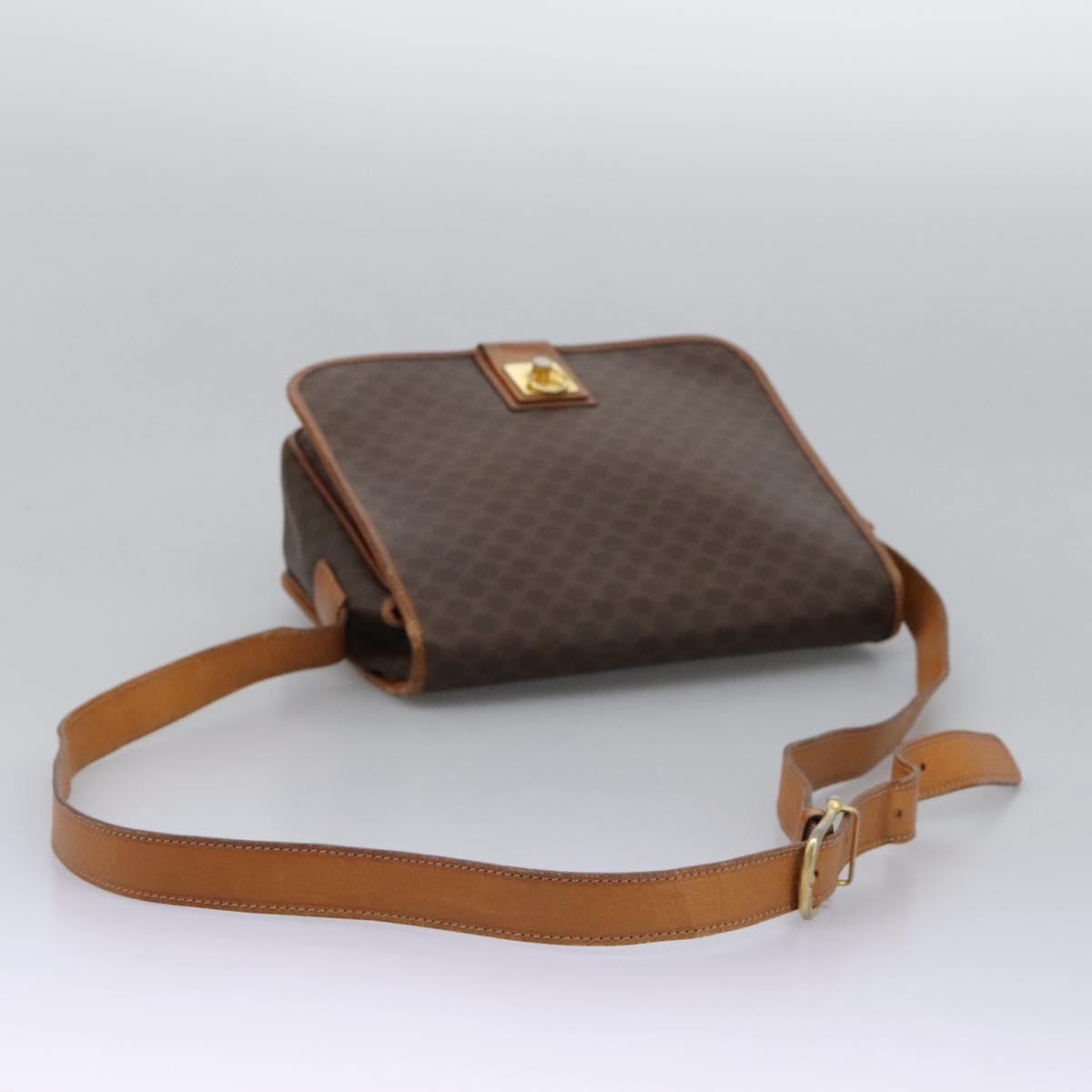 Celine Vintage Macadam Canvas And Leather Brown Canvas Shoulder Bag Bag (Pre-Owned)