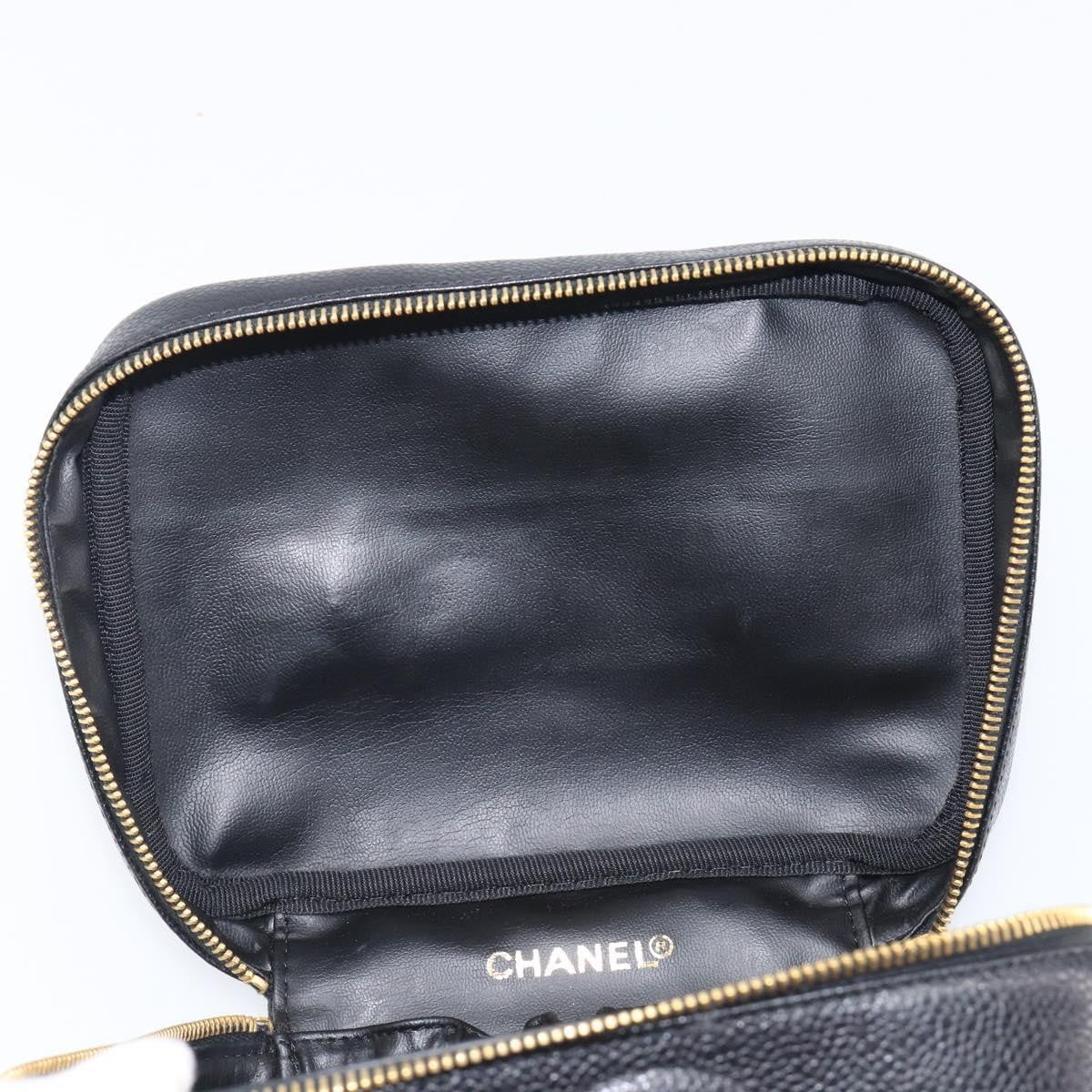 Chanel Vintage Timeless Cosmetic Case Caviar Black Leather Clutche & Pouche Bag (Pre-Owned)