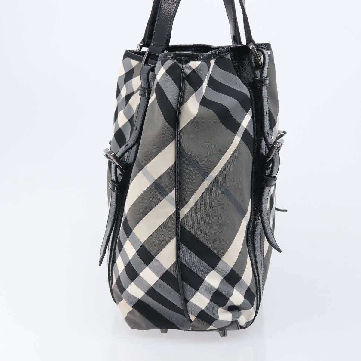Burberry Nova Check Tote Canvas Check Pattern Black Nylon Handbag (Pre-Owned)