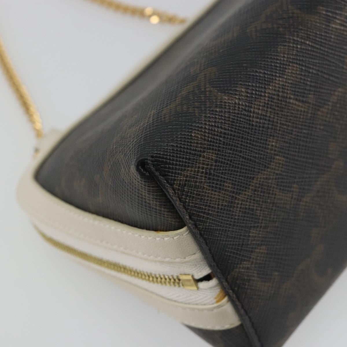 Celine Zip Around Chain Clutch Triomphe Coated Canvas Brown Canvas Clutche & Pouche Bag (Pre-Owned)