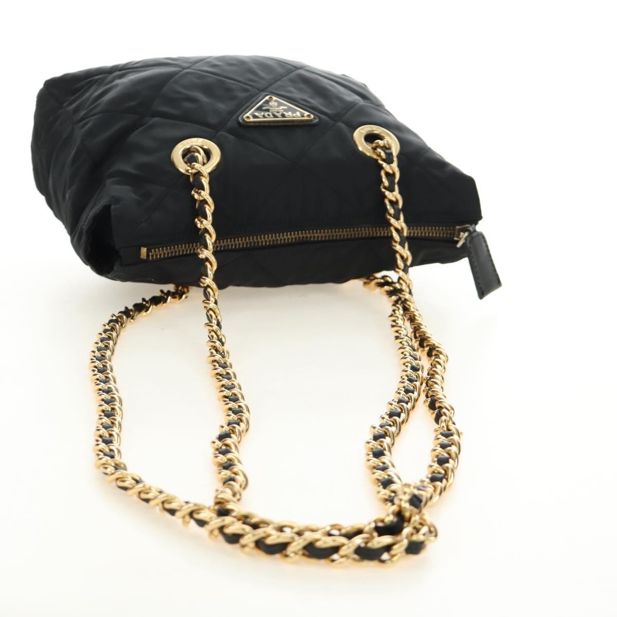 Prada Re-Edition 1995 Chain Tote Quilted Re-Nylon Black Nylon Shoulder Bag Bag (Pre-Owned)