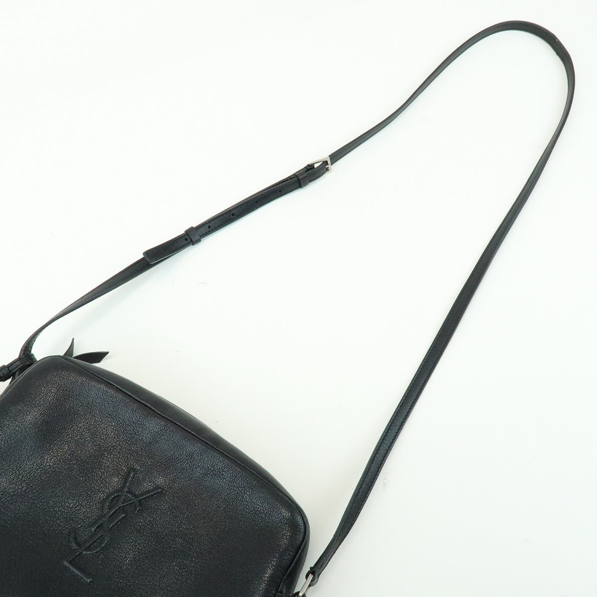 Saint Laurent Lou Camera Leather Black Leather Handbag (Pre-Owned)