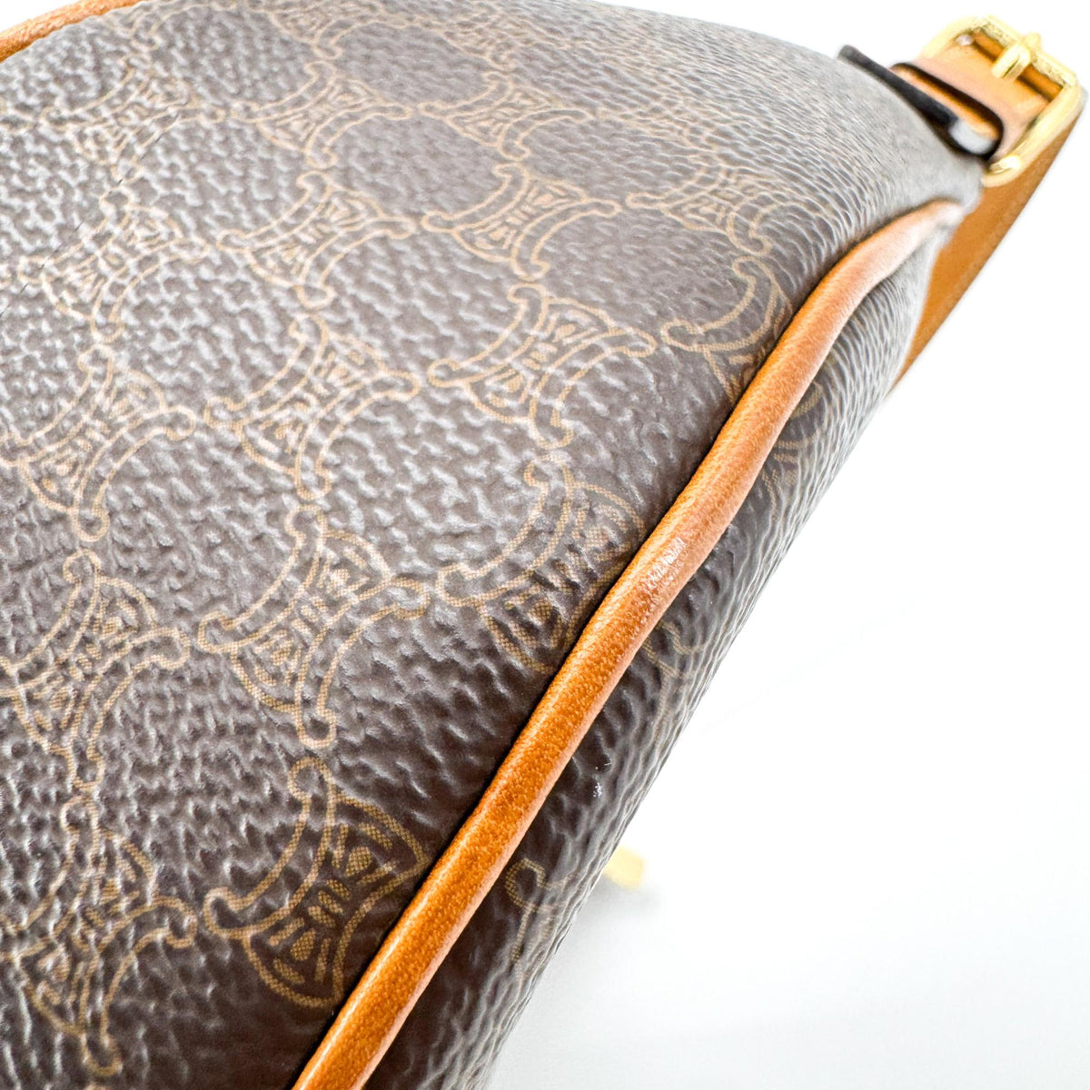 Celine Ava Triomphe Coated Canvas Black Canvas Handbag (Pre-Owned)