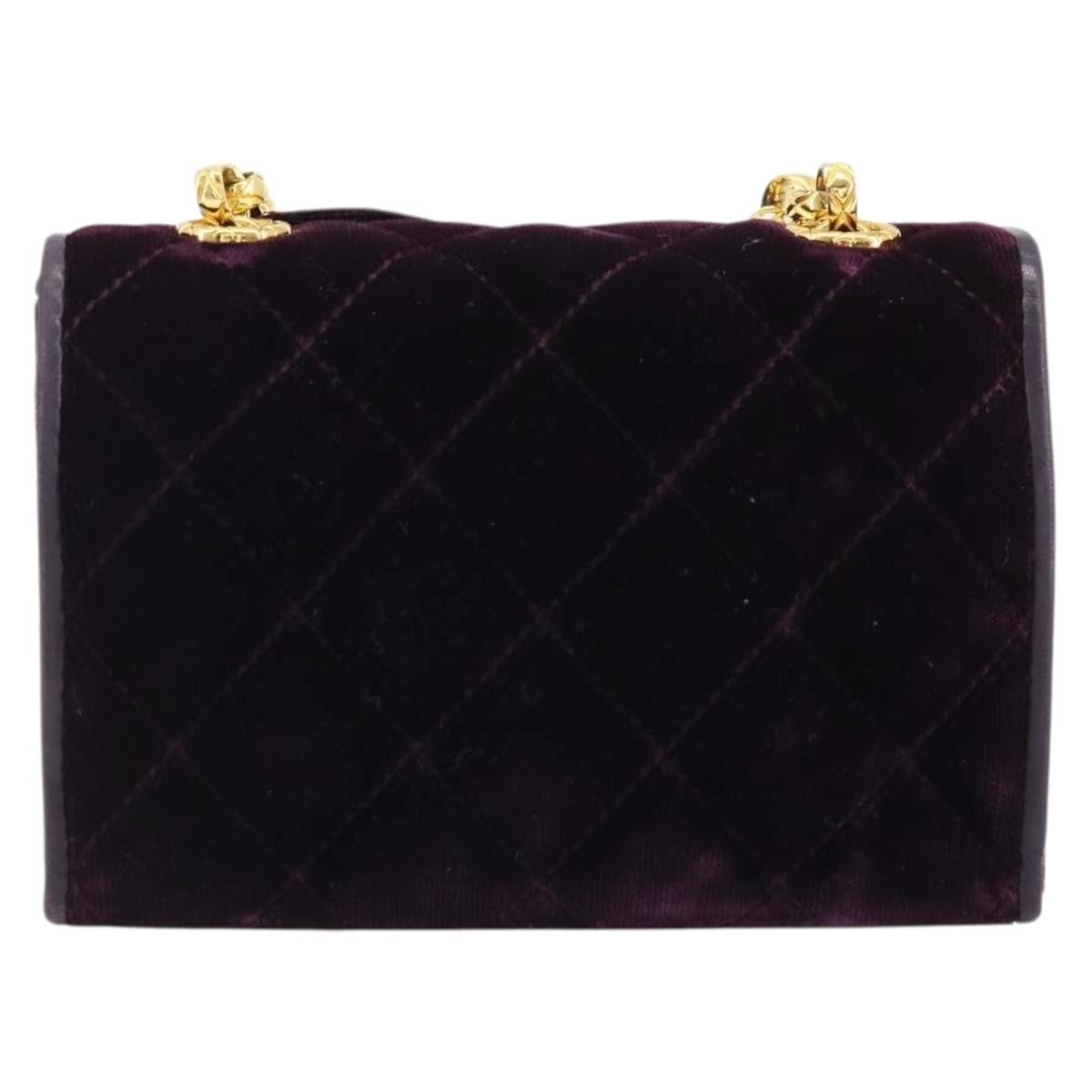 Chanel Wallet On Chain Quilted Velvet Purple Velvet Handbag (Pre-Owned)